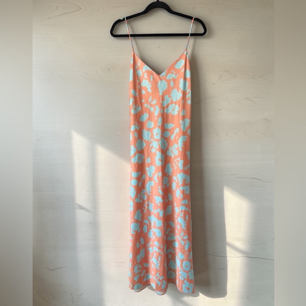 ASOS Peach and Light Blue Floral Maxi Slip Dress